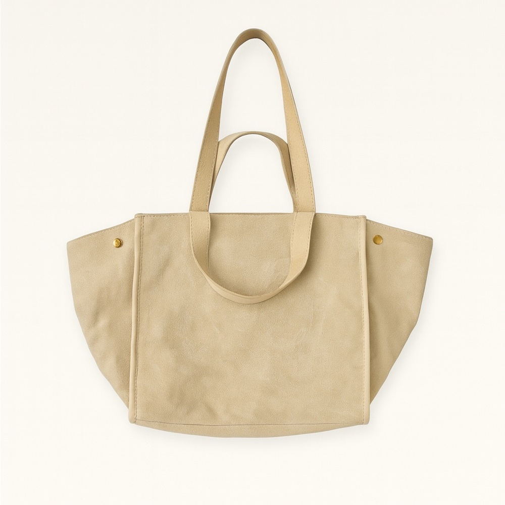 Elegant Suede Cream Tote Bag
